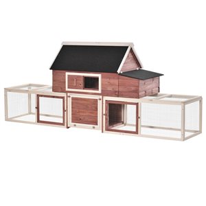 PawHut 114.2-in Cinnamon Brown and White Wood Chicken Coop