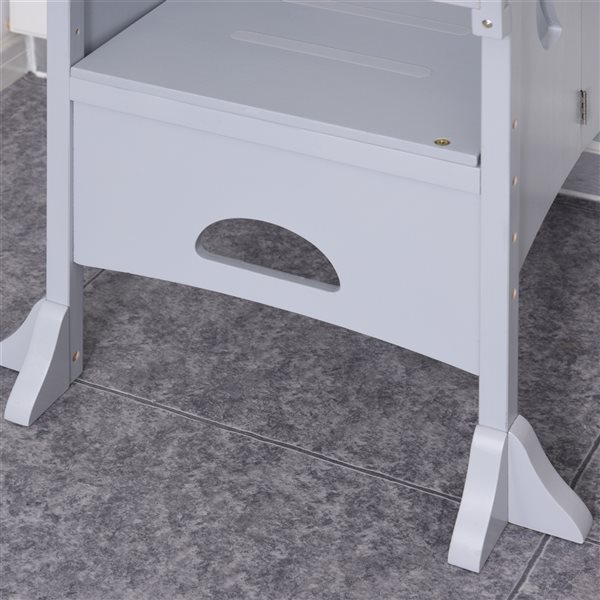 Qaba Grey Non-Slip Step Stool with Support Handles and Safety Rail