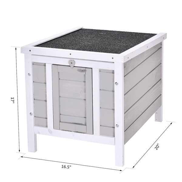 PawHut 20-in Grey Wood Rabbit Hutch