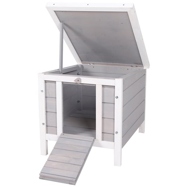 PawHut 20-in Grey Wood Rabbit Hutch