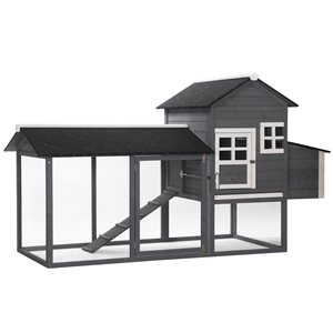 PawHut 83.9-in Grey Wood Chicken Coop