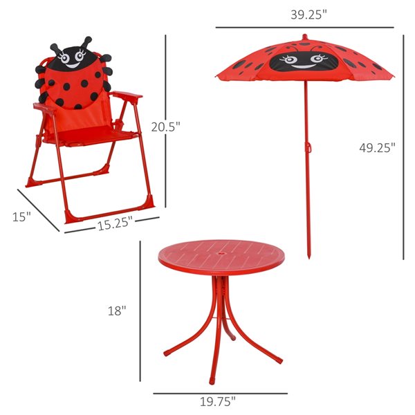 Outsunny Kids Folding Picnic Table and Chair Set - Red