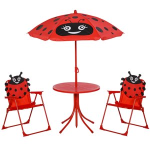 Outsunny Kids Folding Picnic Table and Chair Set - Red