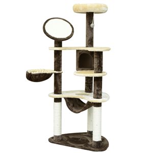 PawHut 60.2-in Polyester Cat Tree with Scratching Post and Hammock
