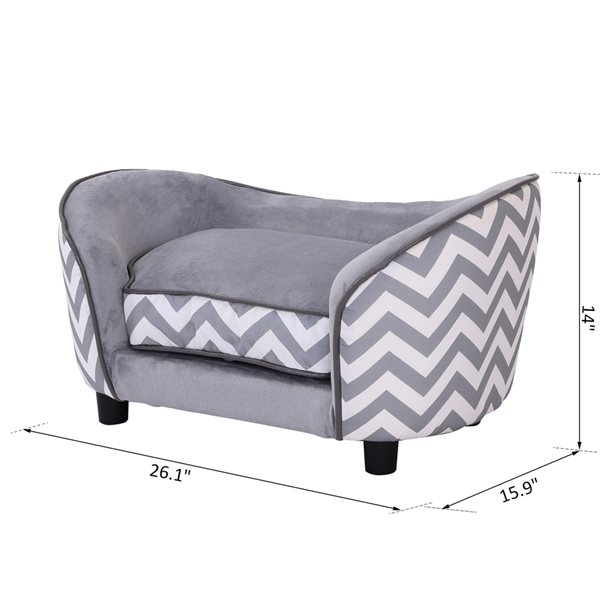 PawHut Grey Faux Leather Oval Elevated Dog Bed