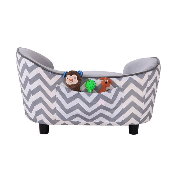 Grey leather dog store bed