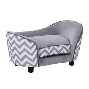 PawHut Grey Faux Leather Oval Elevated Dog Bed