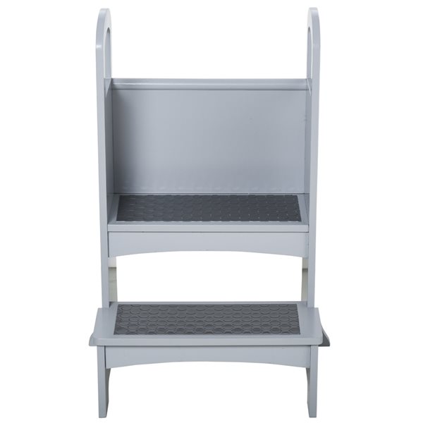 Qaba Grey Non-Slip Step Stool with 2 Steps and Support Handles