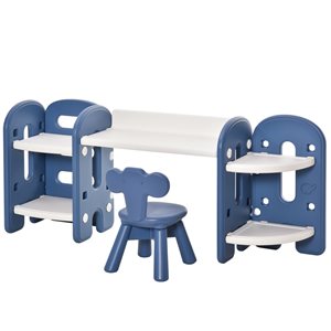 Qaba Kids Adjustable Table and Chair Set in Blue and white