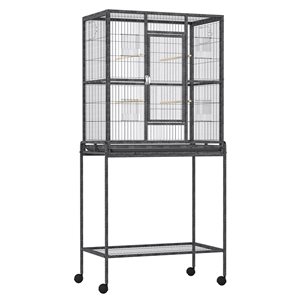 PawHut 64-in Rolling Bird Cage with Detachable Stand and Storage Shelf