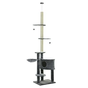 PawHut 104.25-in Grey Polyester Floor-to-Ceiling Cat Climbing Tree
