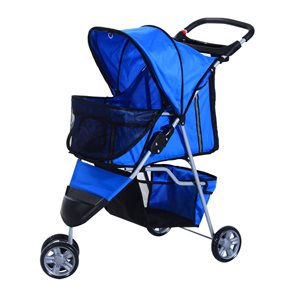 PawHut Deluxe 3 Wheels Pet Stroller Foldable Carrier Strolling - Blue