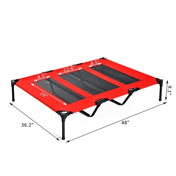 PawHut Red and Black Polyester Rectangular Elevated Pet Bed