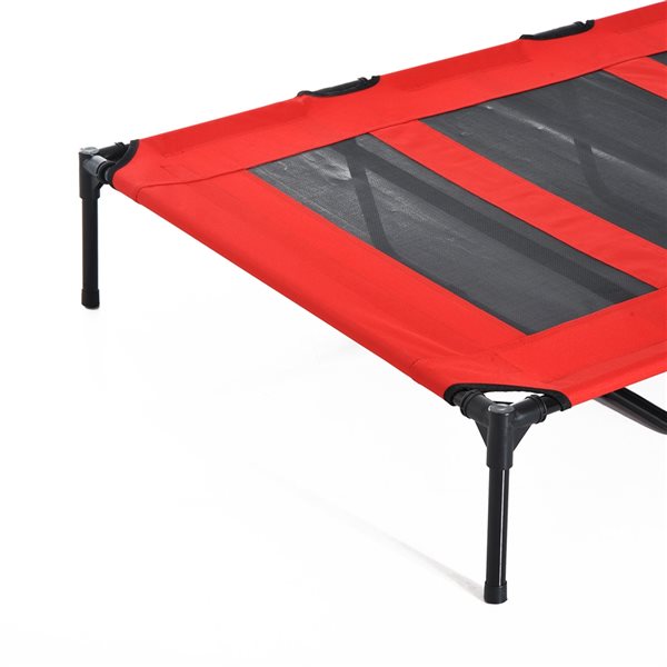 PawHut Red and Black Polyester Rectangular Elevated Pet Bed