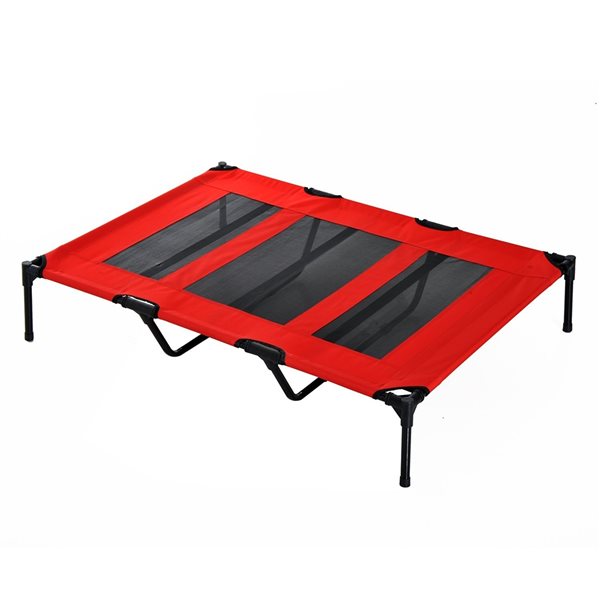 PawHut Red and Black Polyester Rectangular Elevated Pet Bed