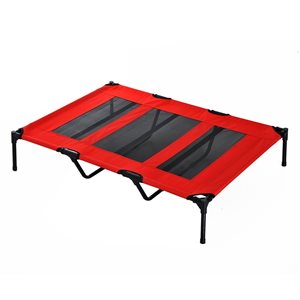 PawHut Red and Black Polyester Rectangular Elevated Pet Bed