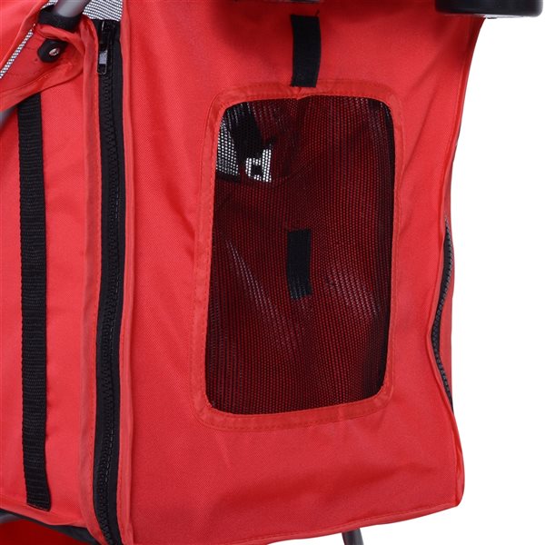 PawHut Pet Stroller Foldable Carrier 4 Wheels - Red