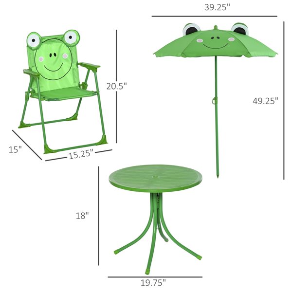 Outsunny Kids Folding Picnic Table and Chair Set - Green