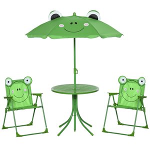 Outsunny Kids Folding Picnic Table and Chair Set - Green