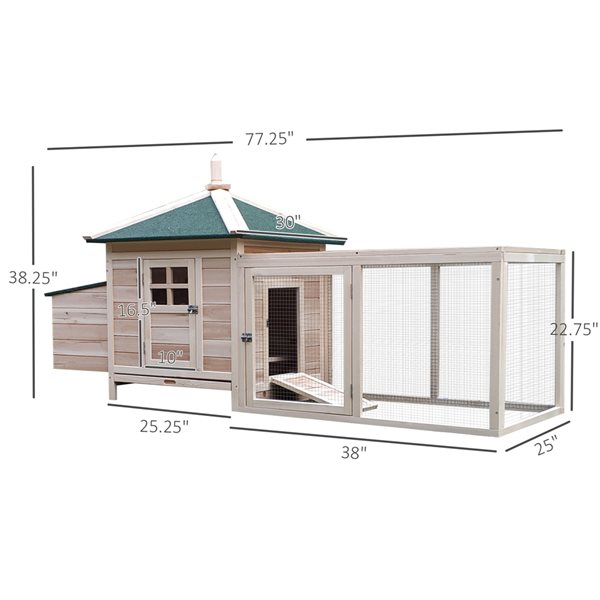 PawHut 77.2-in Natural Wood Chicken Coop D51-092 | RONA