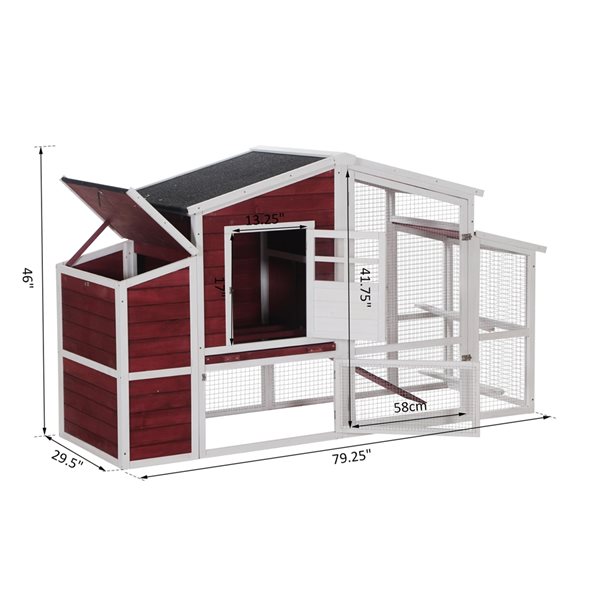 PawHut Blue Wood Chicken Coop D51-291BU