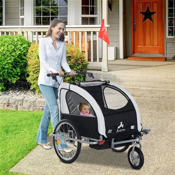 Aosom 2 in 1 double child sale bike trailer and stroller