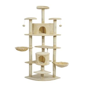 PawHut 78.7-in Polyester Cat Tree with Scratching Post and Condo