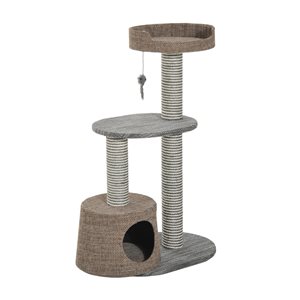 PawHut 35.43-in Brown Polyester Cat Tree with Scratching Post