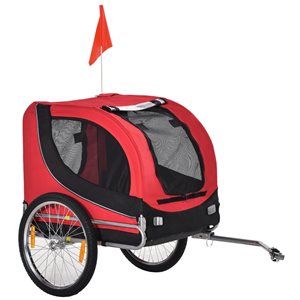 PawHut Dog Bike Trailer Foldable Pet Cart  - Red