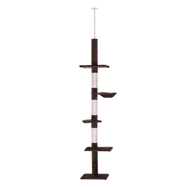 PawHut 102.25-in Brown Polyester 5-Tier Cat Tree with Scratching Post