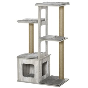 PawHut 45-in Grey Polyester Cat Tree Tower Activity Center