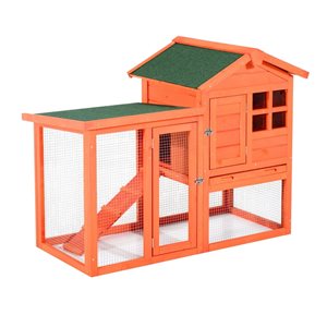 PawHut 48-in Red Orange Wood Rabbit Hutch