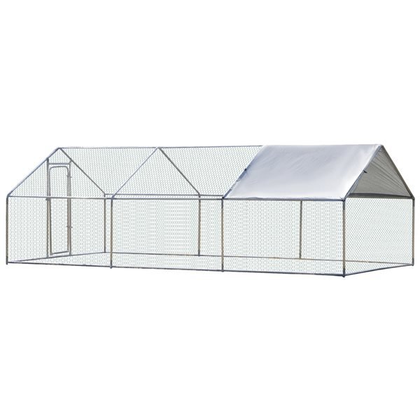 PawHut 236.2-in Sliver Metal Chicken Coop D51-139V02 | RONA