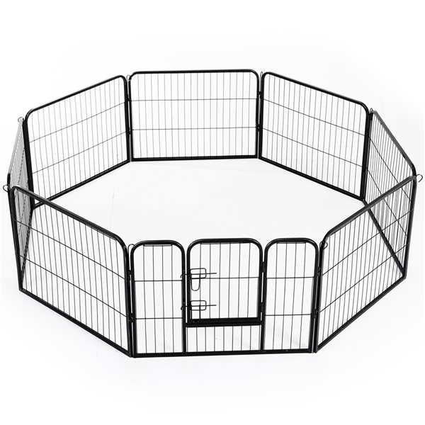 PawHut 23.5-in x 31.5-in Black Metal Indoor and Outdoor Pet Playpen ...