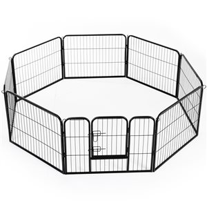 PawHut 23.5-in x 31.5-in Black Metal Indoor and Outdoor Pet Playpen