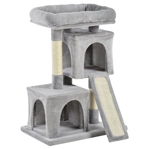 PawHut 32.75-in Light Grey Polyester Cat Tree Tower Activity Center