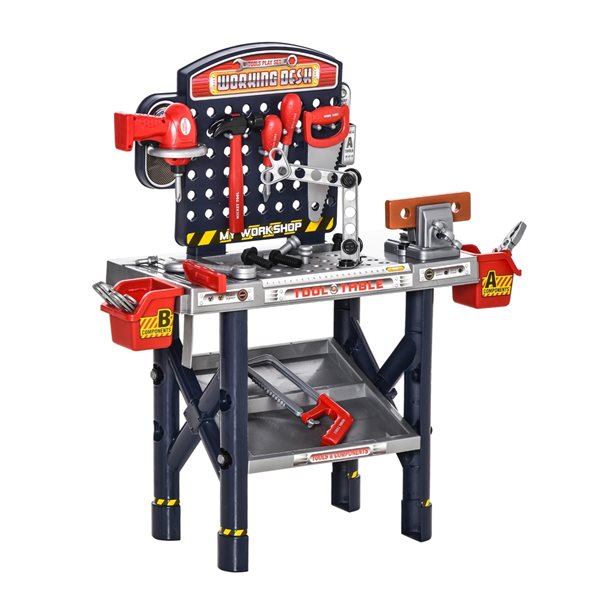 Qaba Kids Workbench and Construction Toy Tool Workshop - 55-Piece 350-111