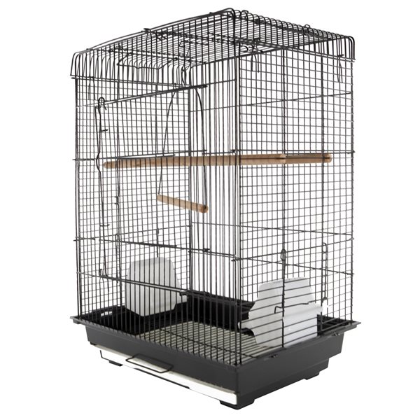 PawHut 22.25-in Black Metal Variety Bird Cage Bird House with Open Play ...