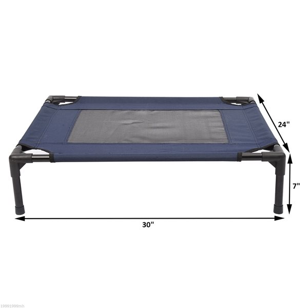 PawHut Blue and Black Polyester Rectangular Elevated Pet Bed