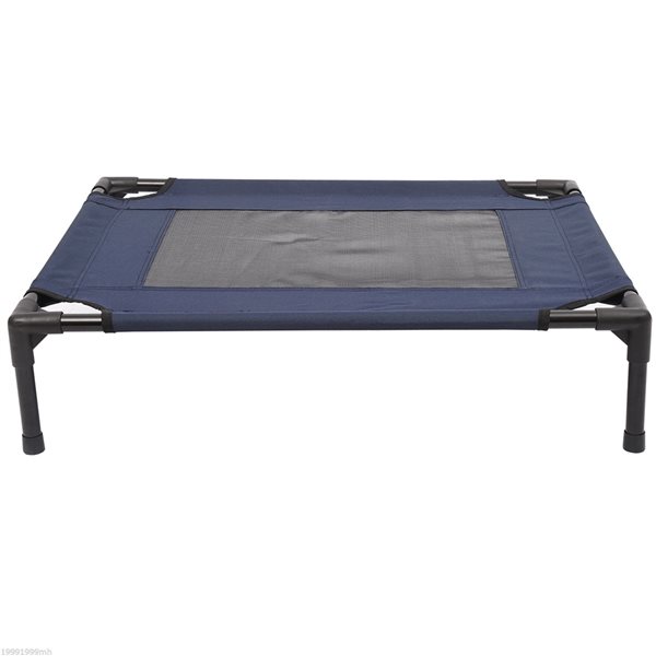 PawHut Blue and Black Polyester Rectangular Elevated Pet Bed