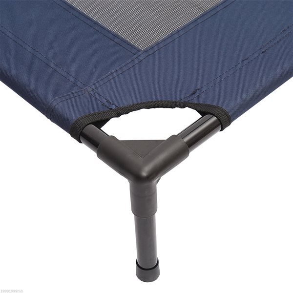 PawHut Blue and Black Polyester Rectangular Elevated Pet Bed