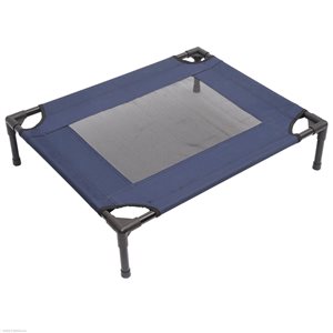 PawHut Blue and Black Polyester Rectangular Elevated Pet Bed