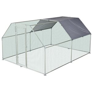 PawHut 149.6-in Sliver Metal Chicken Coop