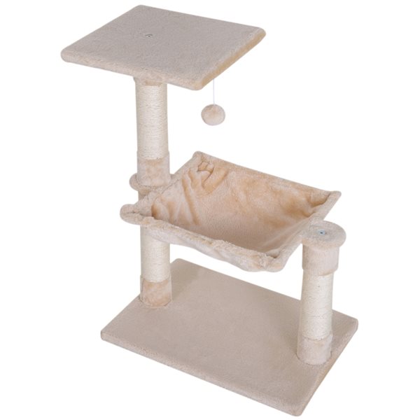 PawHut 27.5-in Polyester Cat Tree with Natural Sisal Scratching Post and Hammock