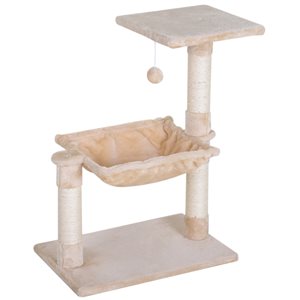 PawHut 27.5-in Polyester Cat Tree with Natural Sisal Scratching Post and Hammock