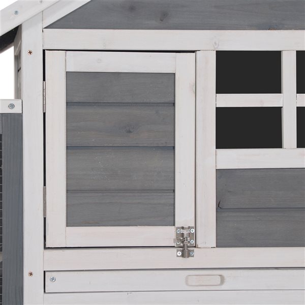 PawHut 48-in Grey Wood Rabbit Hutch