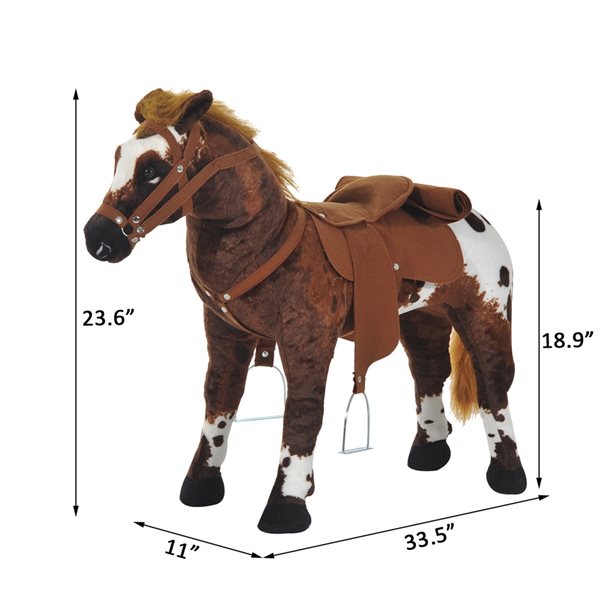 Qaba Standing Ride-On Horse Children Cowboy Plush - Brown