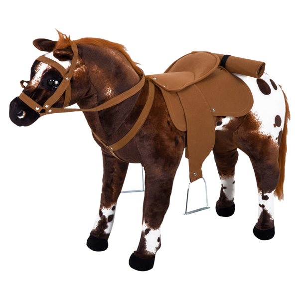 Qaba Standing Ride-On Horse Children Cowboy Plush - Brown