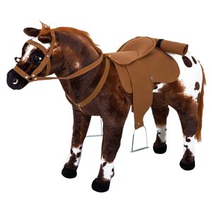 Qaba Standing Ride-On Horse Children Cowboy Plush - Brown