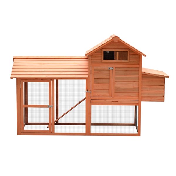 PawHut 82.3-in Gold Red Wood Chicken Coop